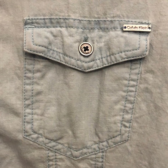 CK Weathered Cotton Denim-Style Button-Down - Picture 5 of 10